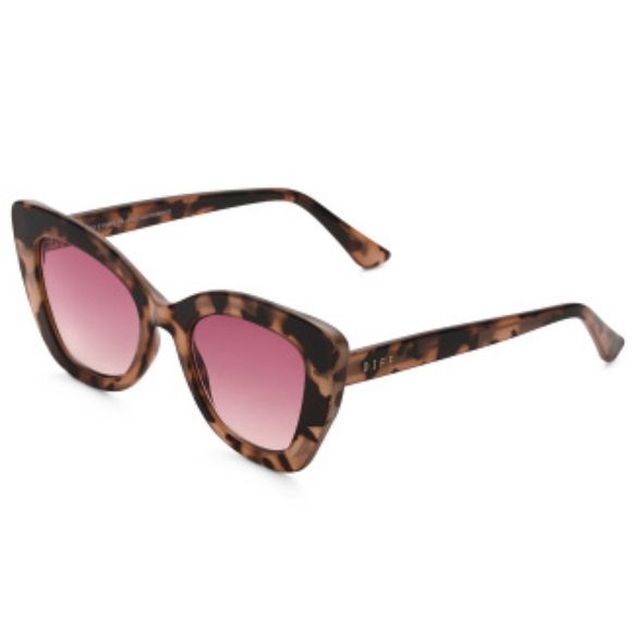 DIFF Melody Sunglasses Blush Tortoise Frame Wine Gradient Lenses Cat Eye - Picture 3 of 9